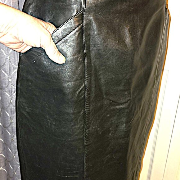 The Olde Hide House Black Leather Skirt - Size 14 - Picture 3 of 10